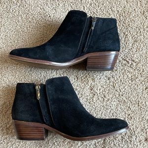 Sam Edelman black leather suede booties